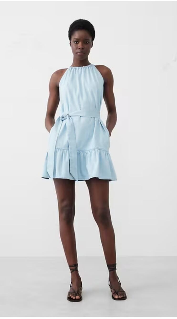 NWOT Banana Republic Factory Chambray Tiered Mini Dress, Size M